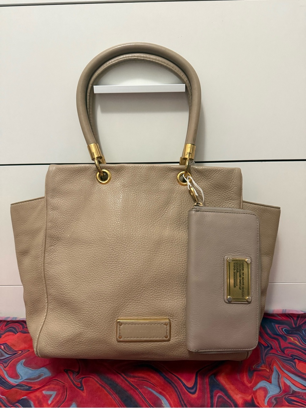 Marc by Marc Jacobs Beige Pebbled Leather Too Hot To Handle Satchel with wallet